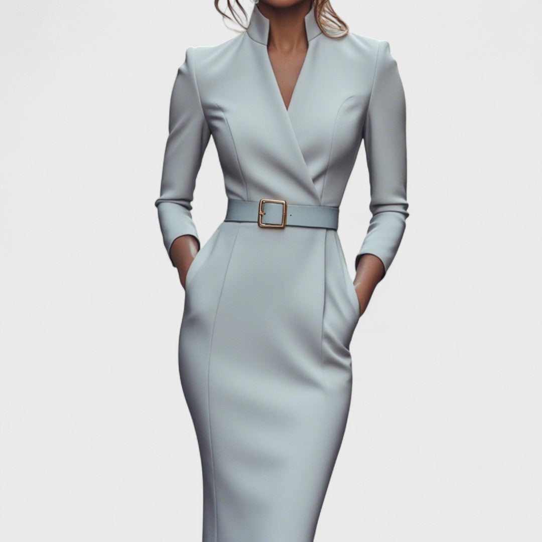 Elisa - Refined Dress with Belt and Collar