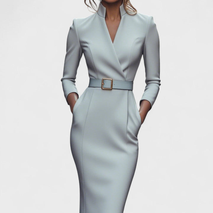 Elisa - Refined Dress with Belt and Collar