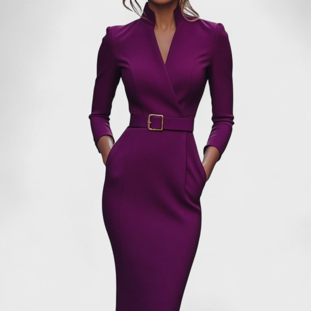 Elisa - Refined Dress with Belt and Collar