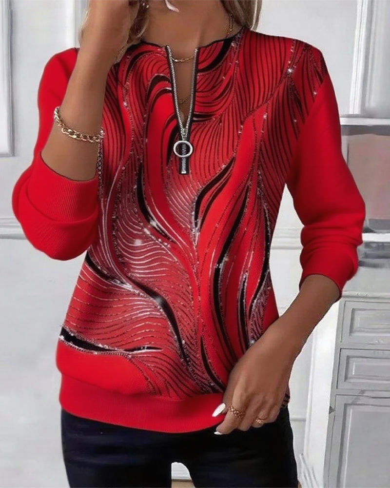 Laluna® | Casual Printed Zip Sweatshirt
