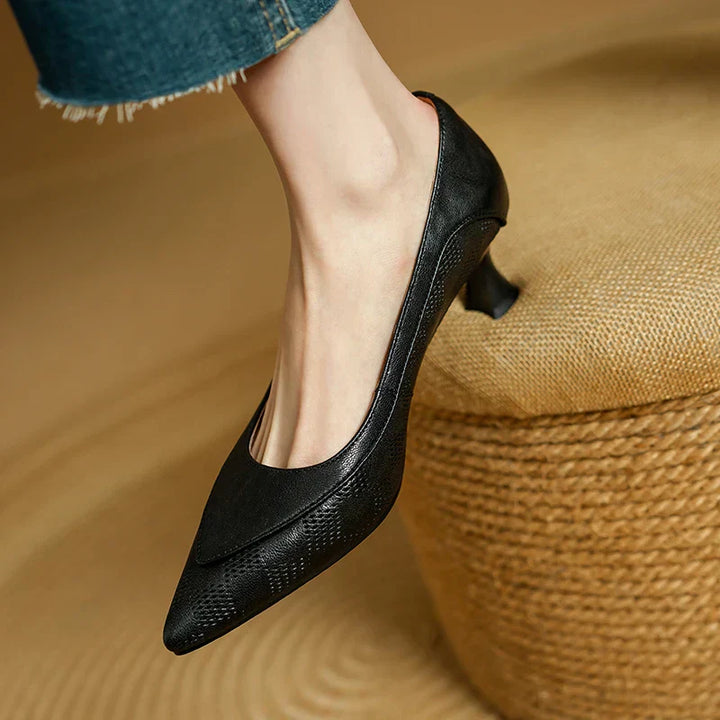 Elegant Natural Leather Heels Belle