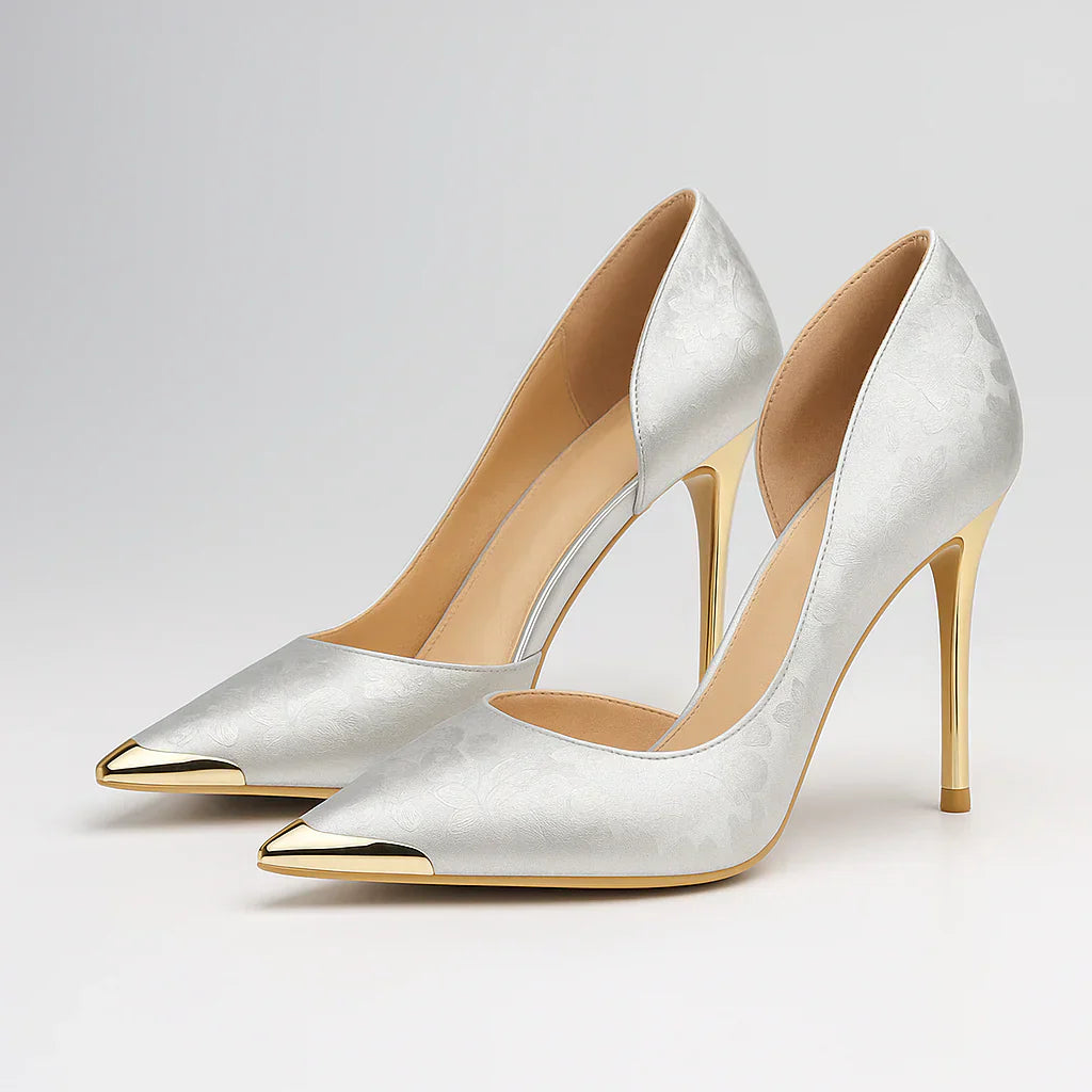 Green Éclat™ – Satin Heels with Gold Tip