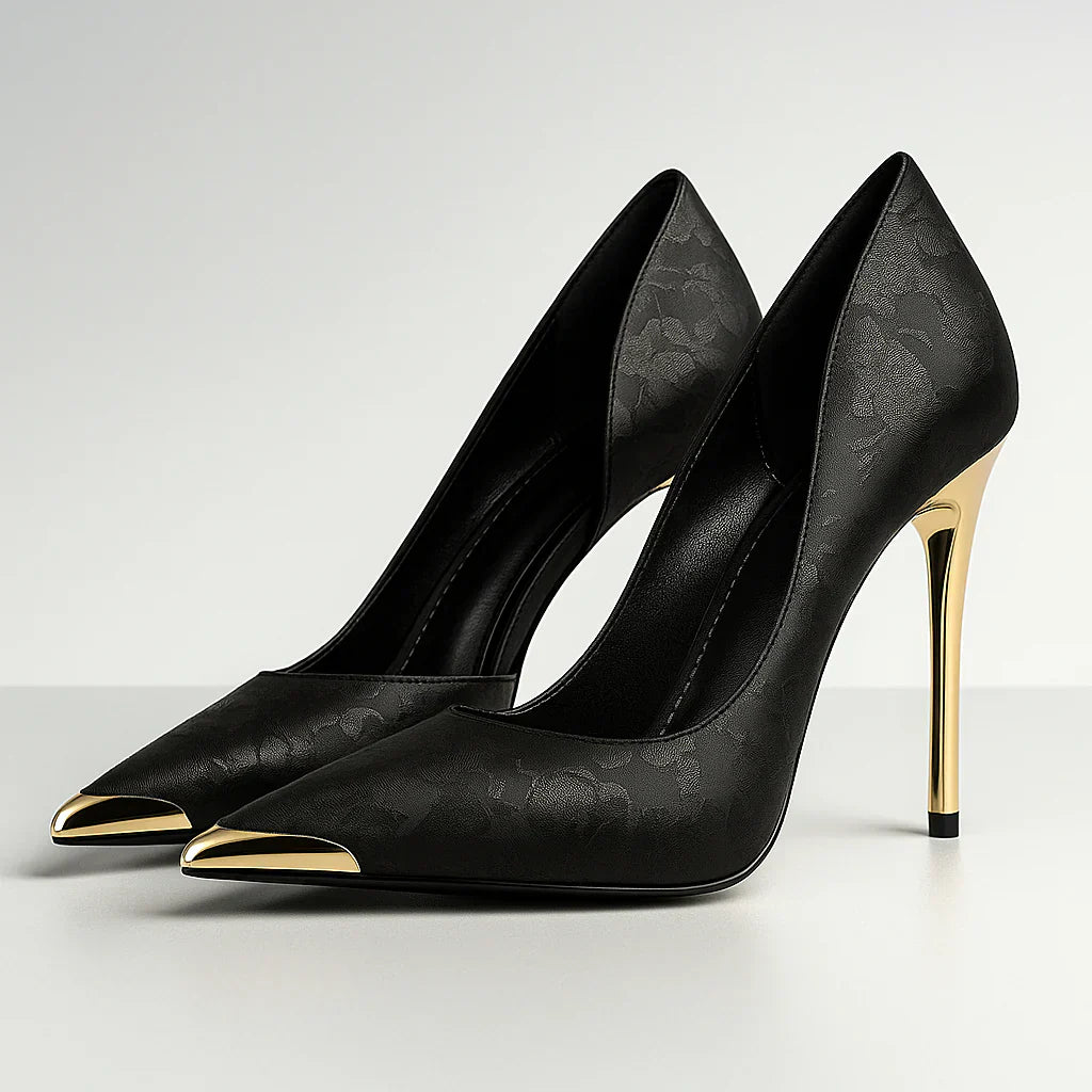 Green Éclat™ – Satin Heels with Gold Tip