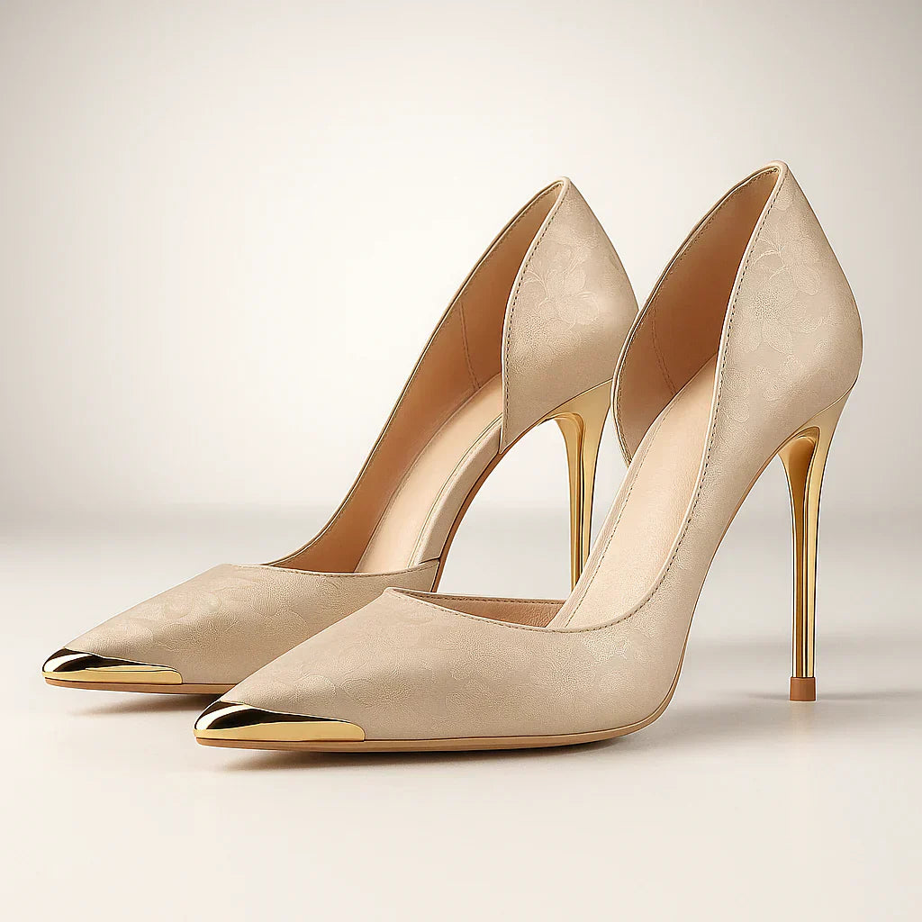 Green Éclat™ – Satin Heels with Gold Tip
