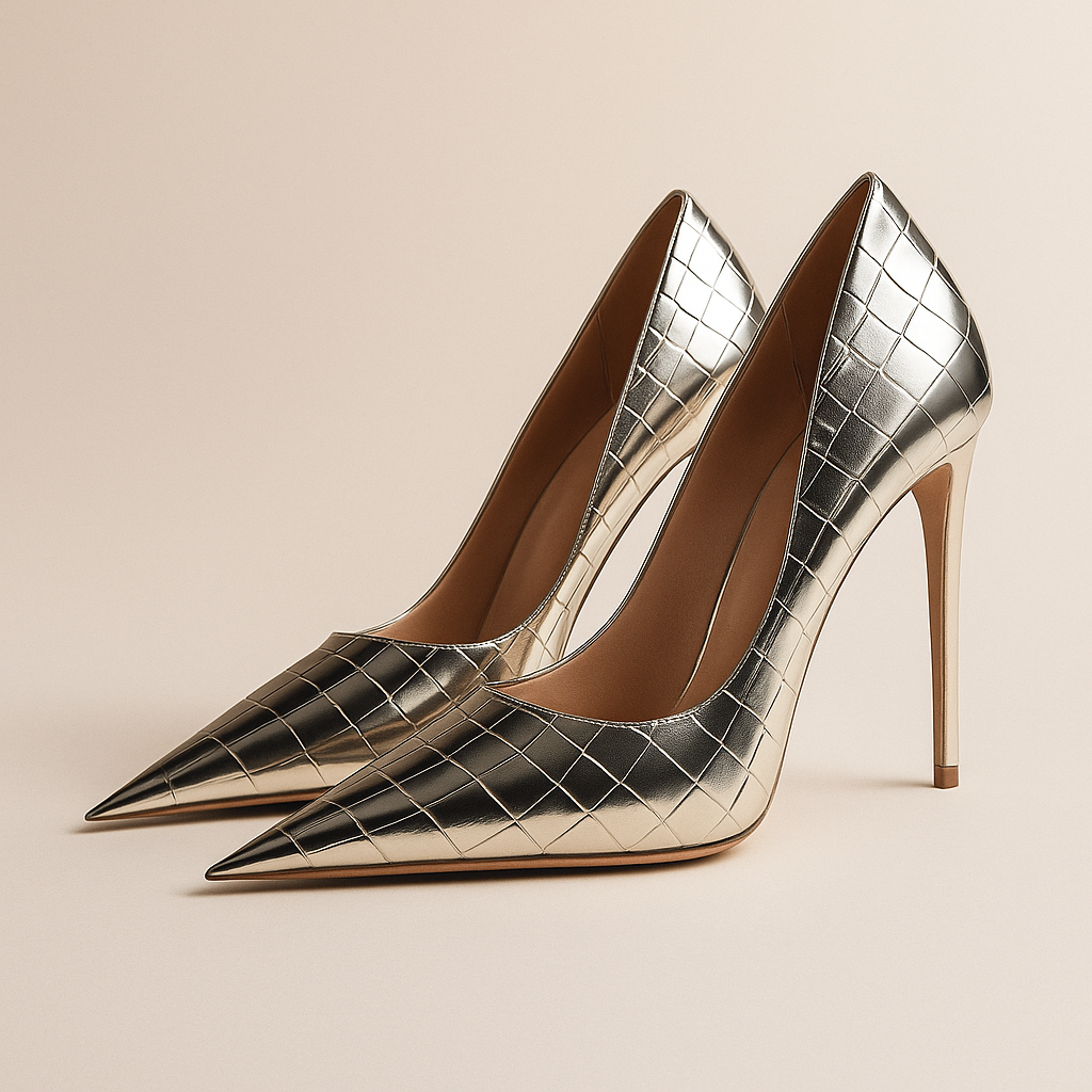 Noir Éclat™ – Stiletto Heels with Crocodile Step