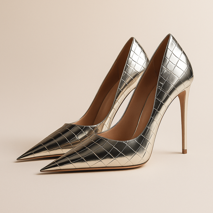 Noir Éclat™ – Stiletto Heels with Crocodile Step