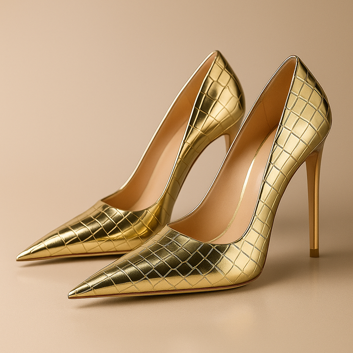Noir Éclat™ – Stiletto Heels with Crocodile Step