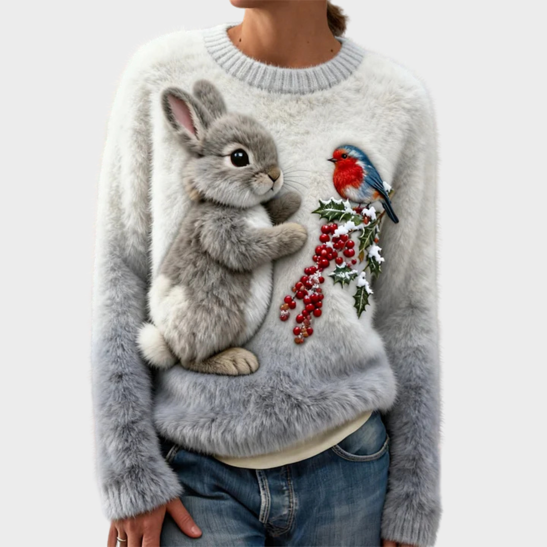 Lucy | Plush sweater with Christmas rabbit