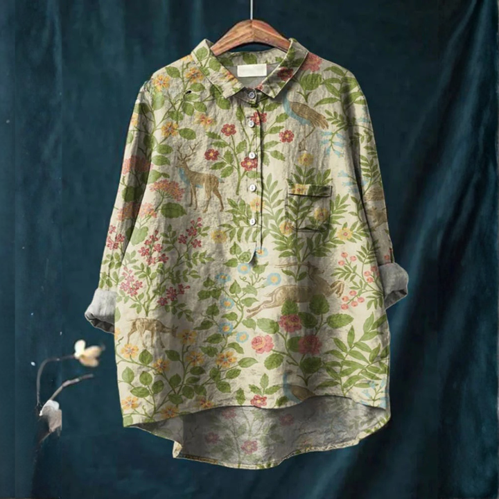 Elena – Linen Patterned Shirt