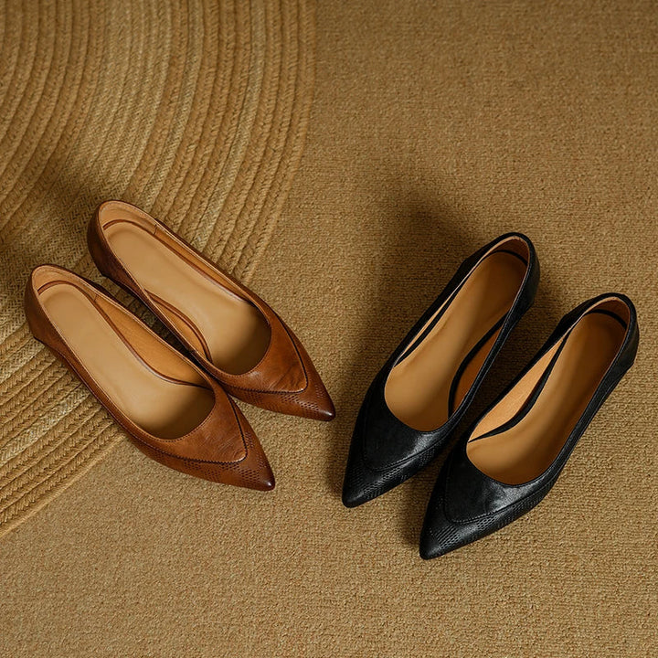 Elegant Natural Leather Heels Belle