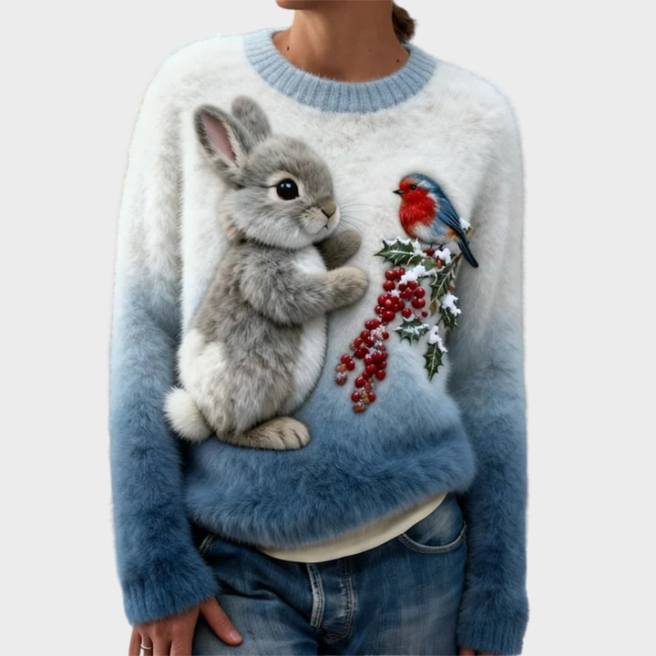 Lucy | Plush sweater with Christmas rabbit