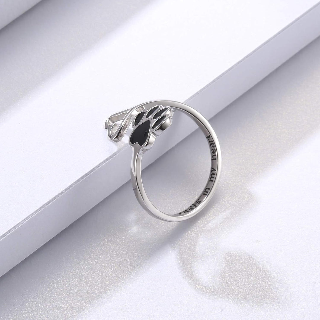 Handcrafted Ring with Paw and Heart