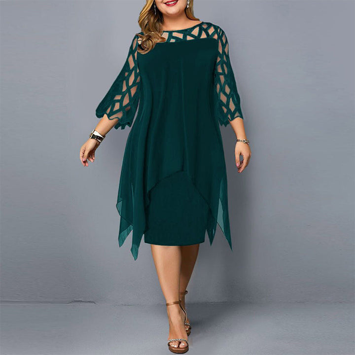 Camilla - Asymmetric Black Dress with Transparent Sleeves