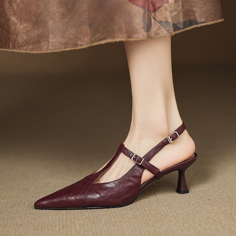 Black Leather Stiletto Heels Authentic
