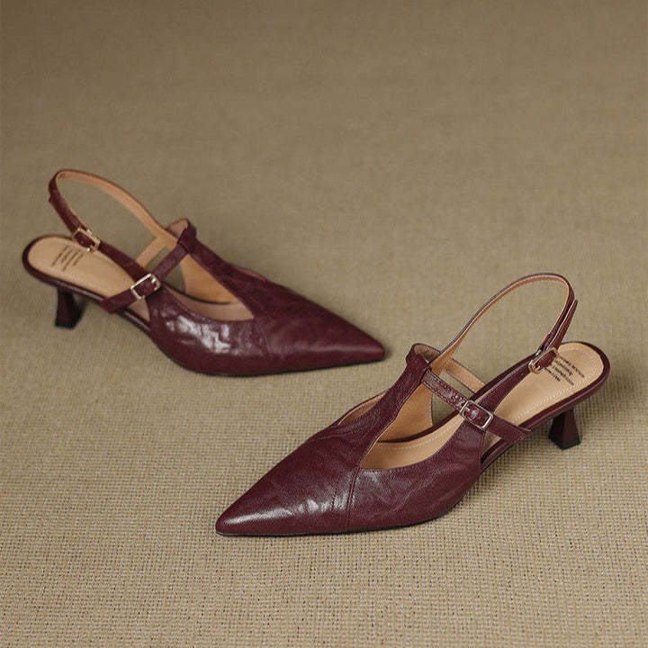 Black Leather Stiletto Heels Authentic