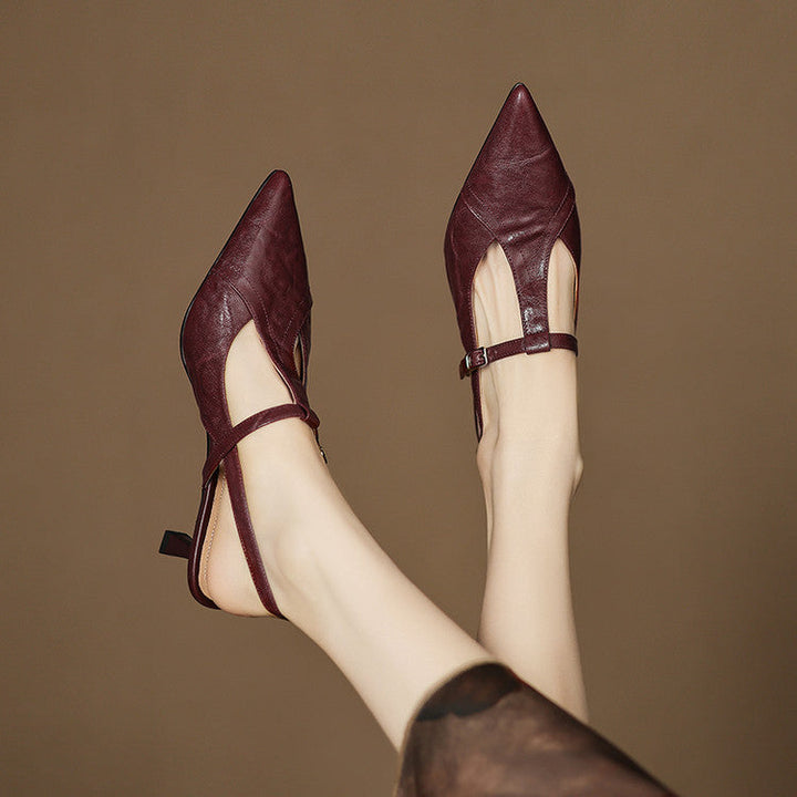 Black Leather Stiletto Heels Authentic