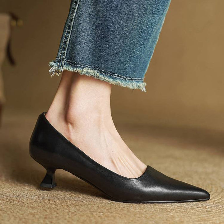 High Heeled Shoes Made of Genuine Leather