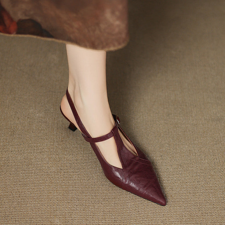 Black Leather Stiletto Heels Authentic
