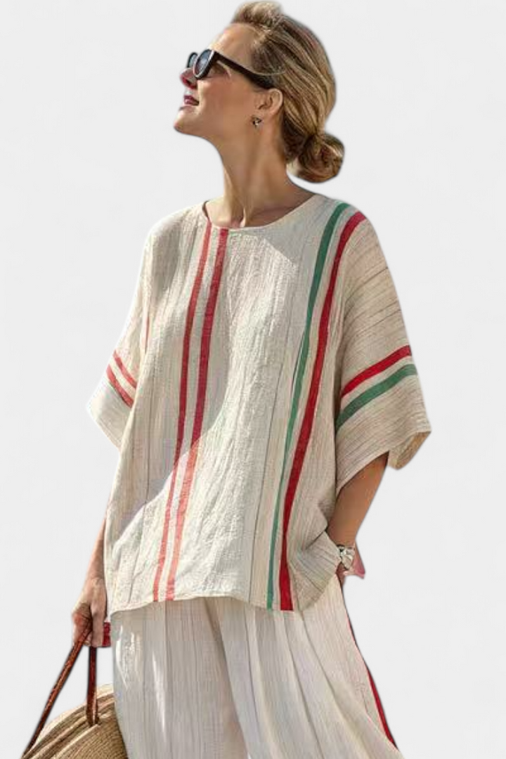 Noemi – printed boho blouse and comfortable wide pants