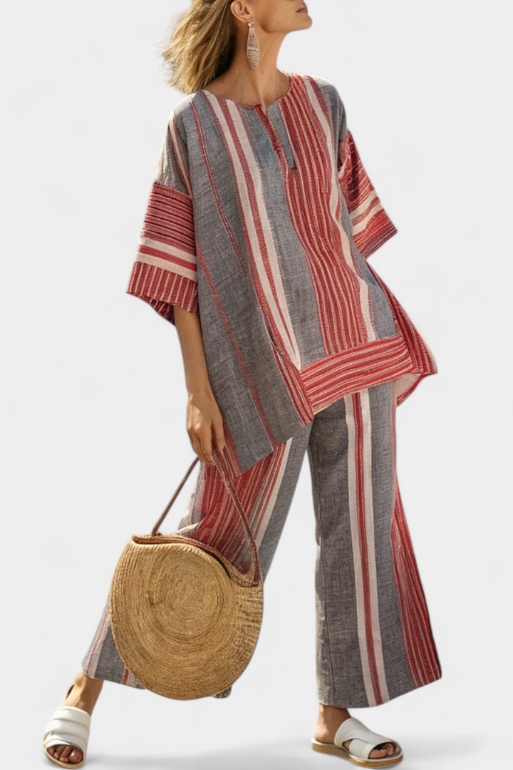 Celestina - elegant gray and wide-leg pants