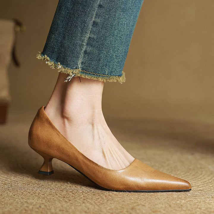 High Heeled Shoes Made of Genuine Leather