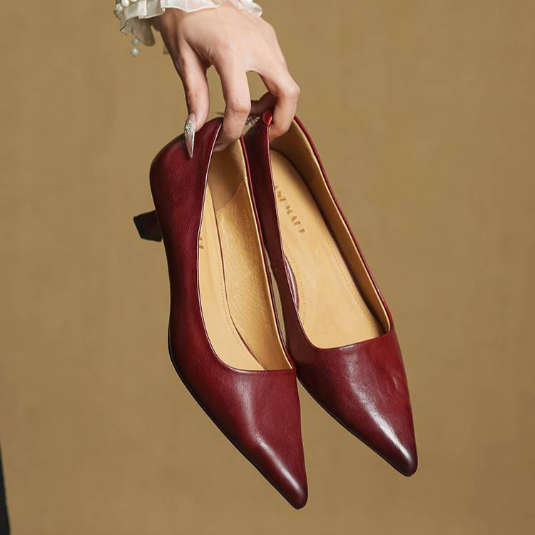 High Heeled Shoes Made of Genuine Leather
