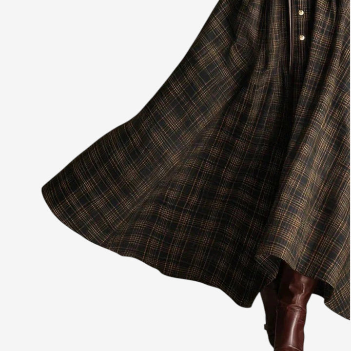 Sara - Elegant Maxi Check Dress