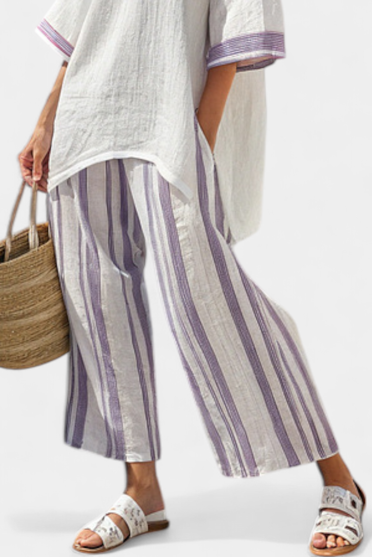 Allegra – Comfortable Blouse and Striped Bamboo Pants
