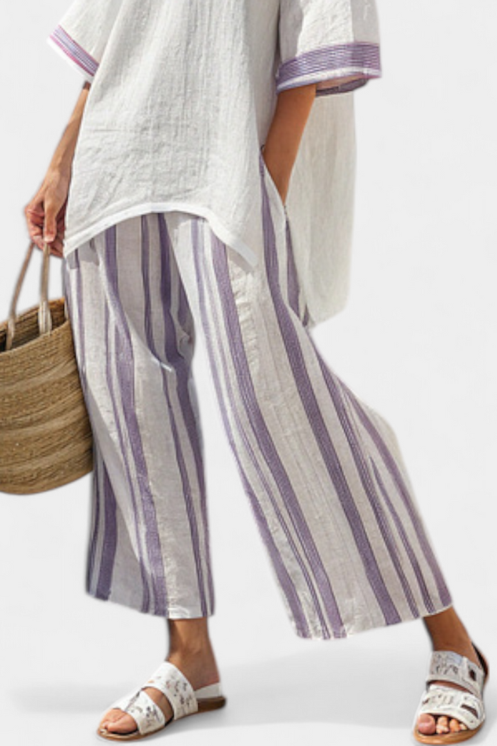 Allegra – Comfortable Blouse and Striped Bamboo Pants