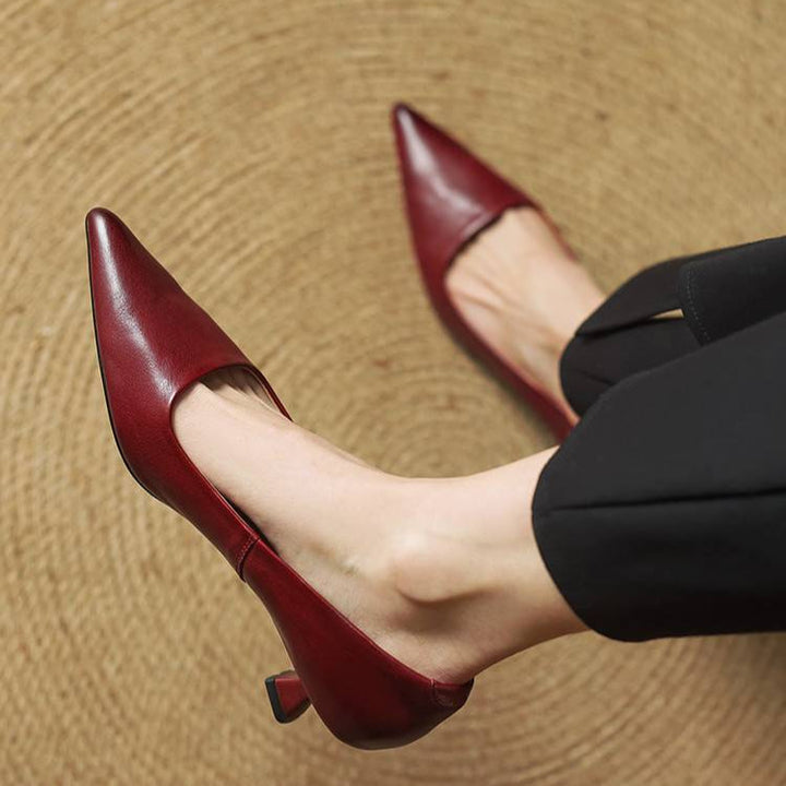 High Heeled Shoes Made of Genuine Leather