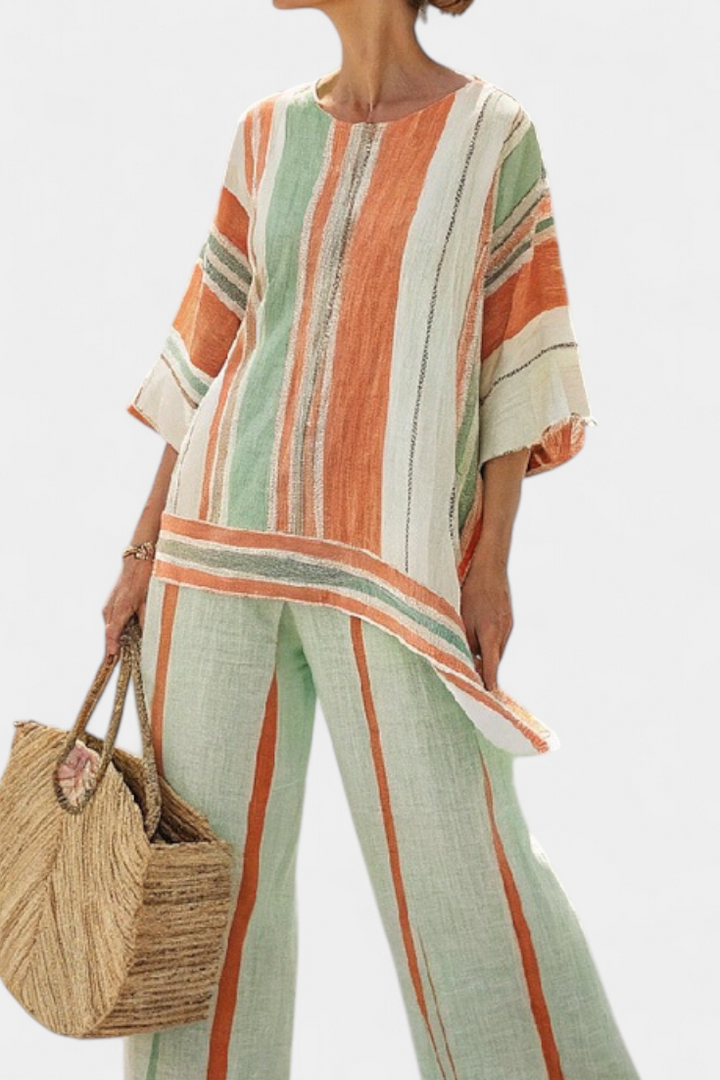 Elisabetta – elegant asymmetrical top and wide-leg pants