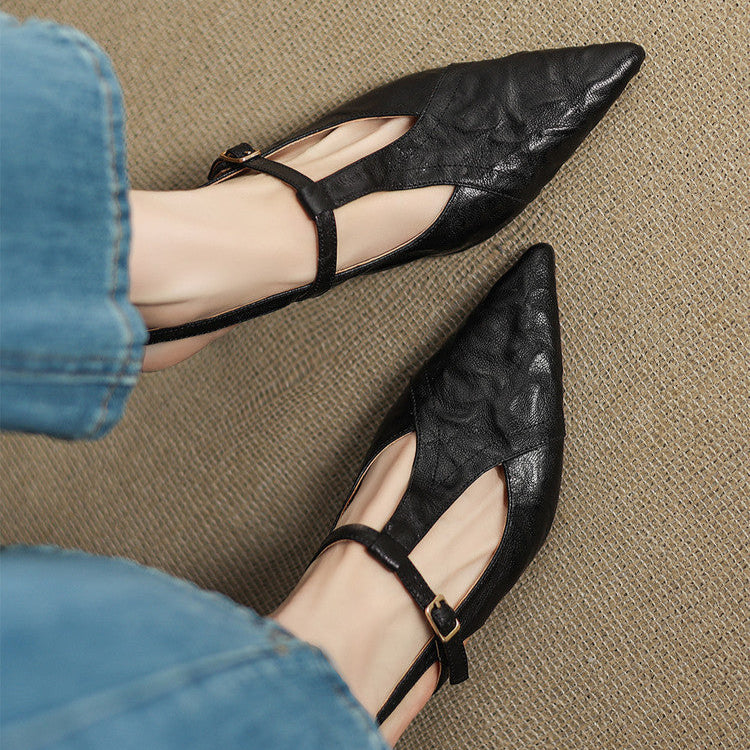 Black Leather Stiletto Heels Authentic