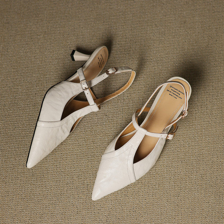 Black Leather Stiletto Heels Authentic
