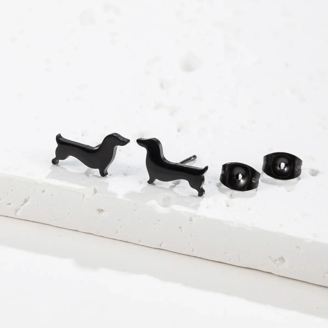 Dachshund Button Earrings