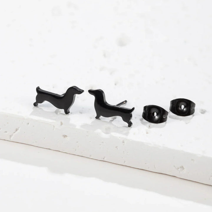 Dachshund Button Earrings