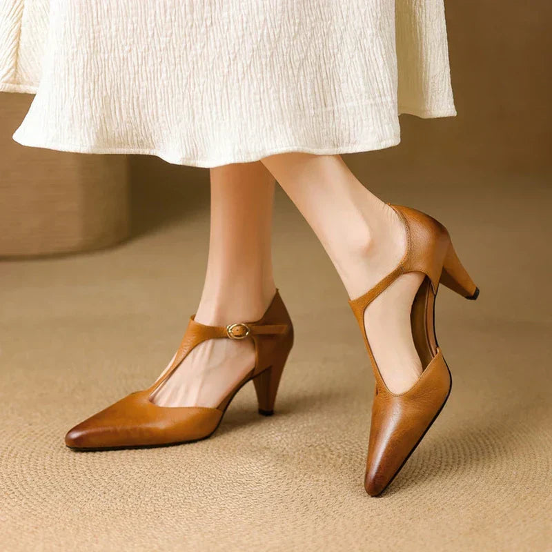 Triana Natural Leather Heels