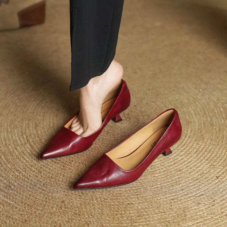 High Heeled Shoes Made of Genuine Leather