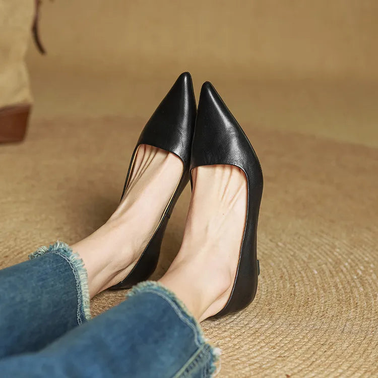 High Heeled Shoes Made of Genuine Leather