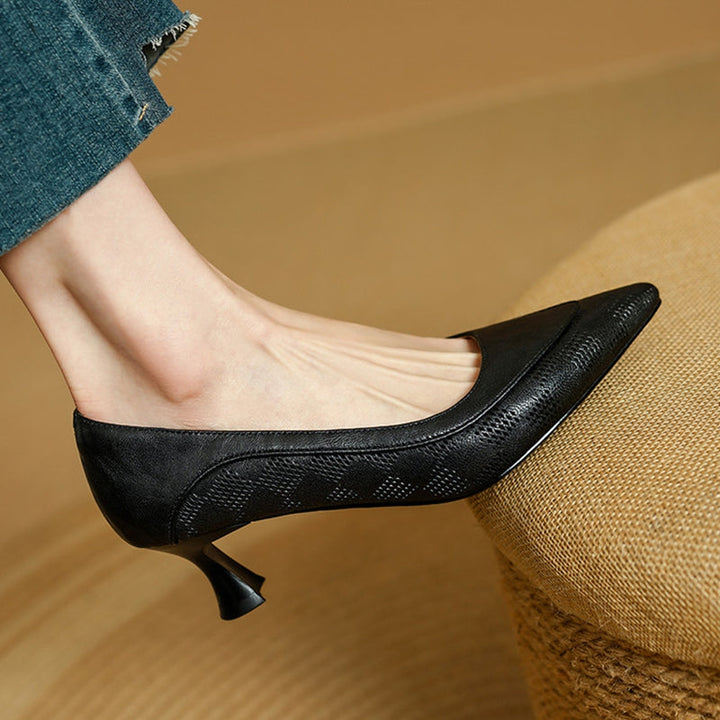 Elegant Natural Leather Heels Belle