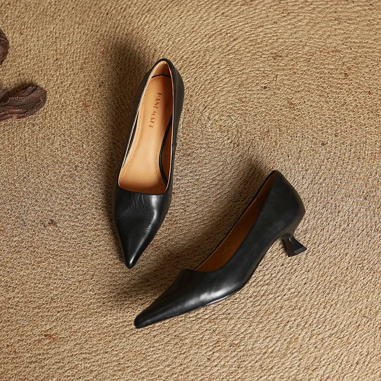 High Heeled Shoes Made of Genuine Leather