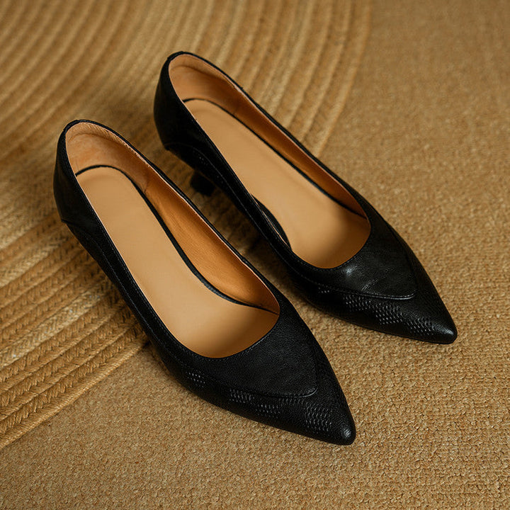 Elegant Natural Leather Heels Belle