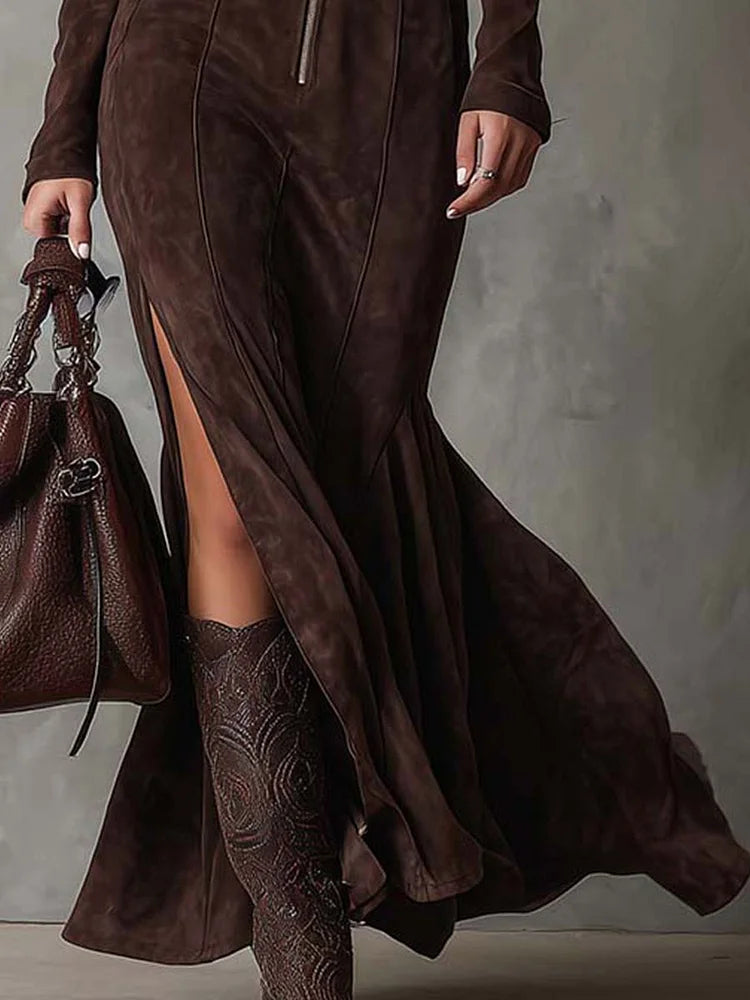 Alessia | Long Suede Dress