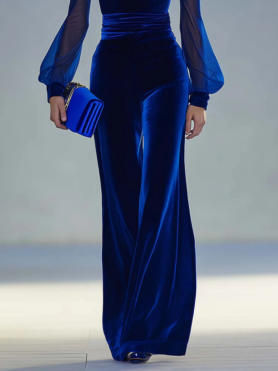 Victoria | Retro V-neck Velvet Jumpsuit
