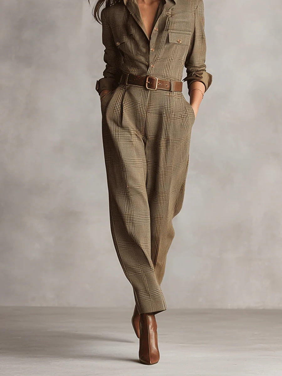 Corenne | Refined Checkered Jumpsuit