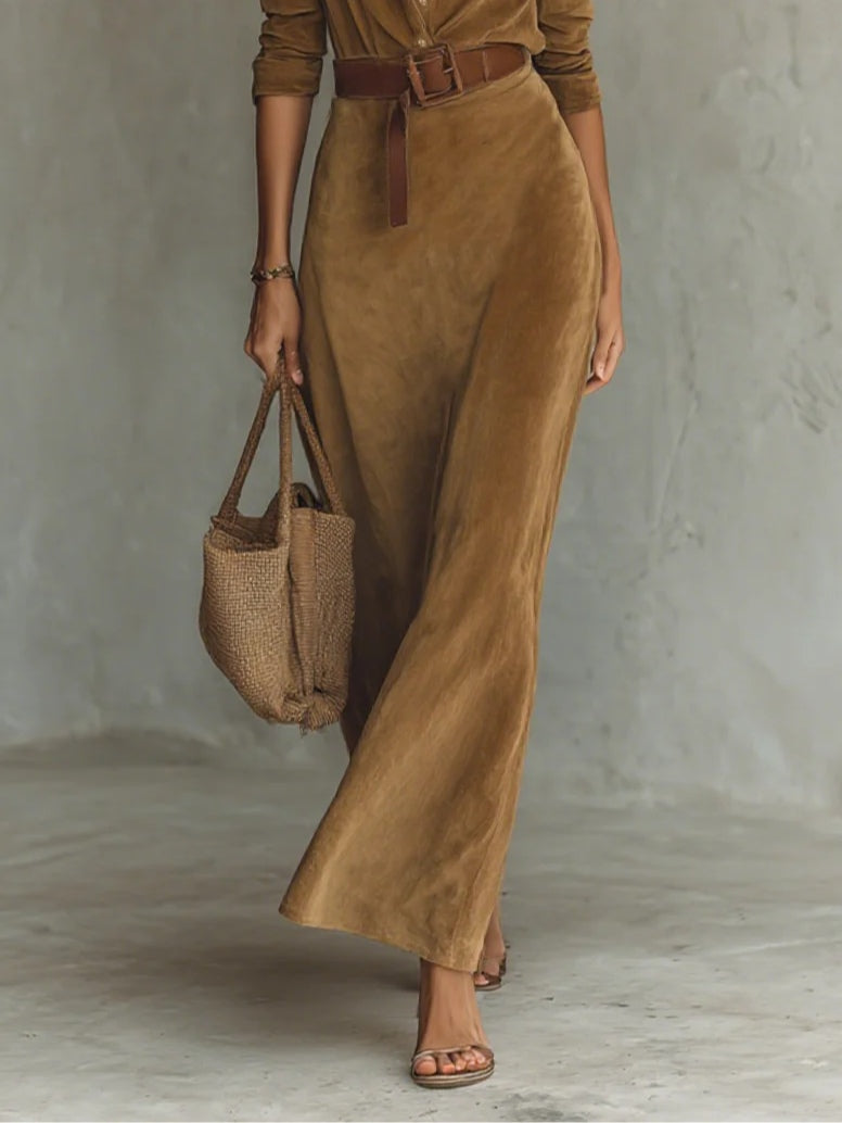 Célianne | Elegant Suede Maxi Dress
