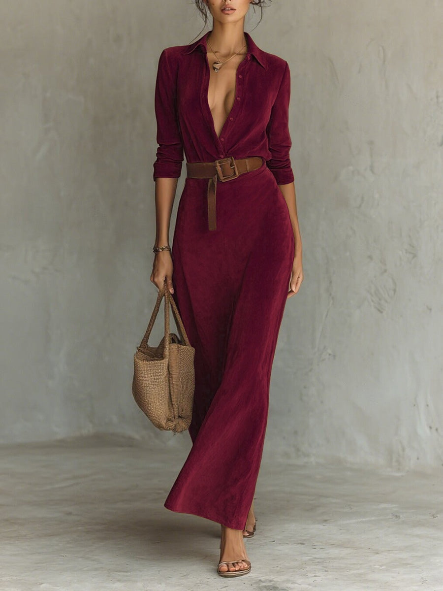 Célianne | Elegant Suede Maxi Dress