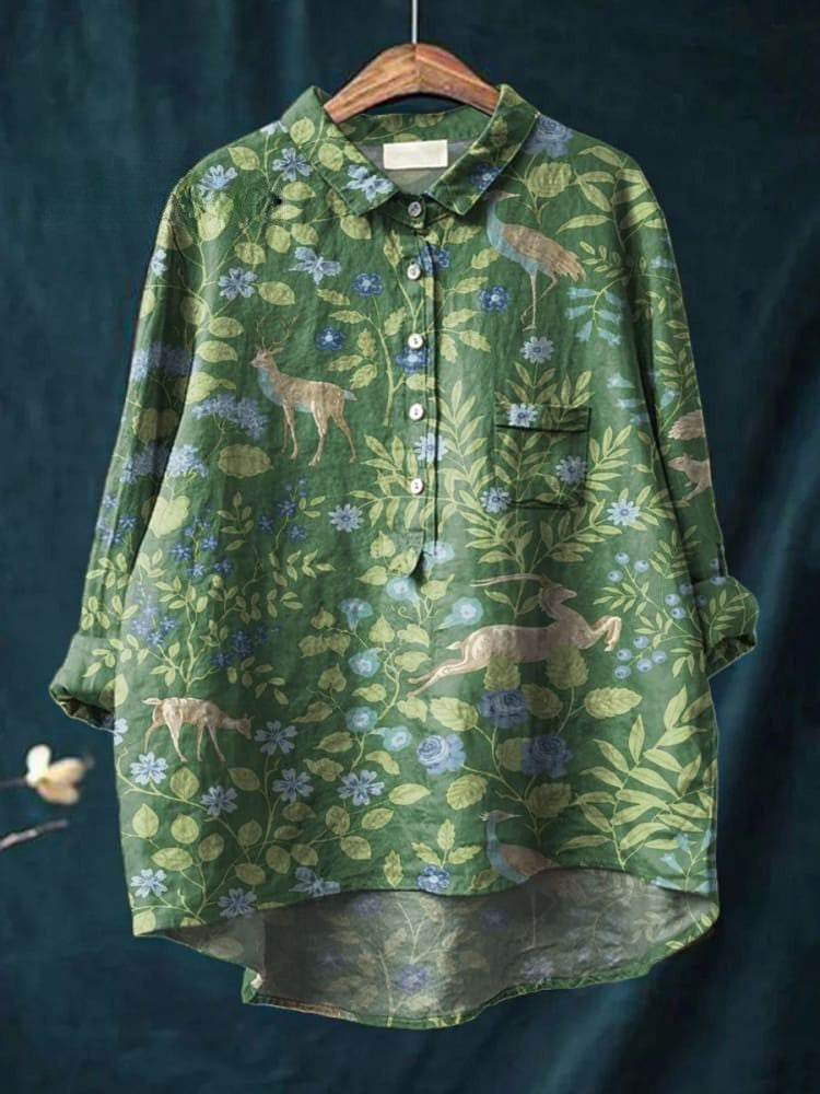 Elena – Linen Patterned Shirt