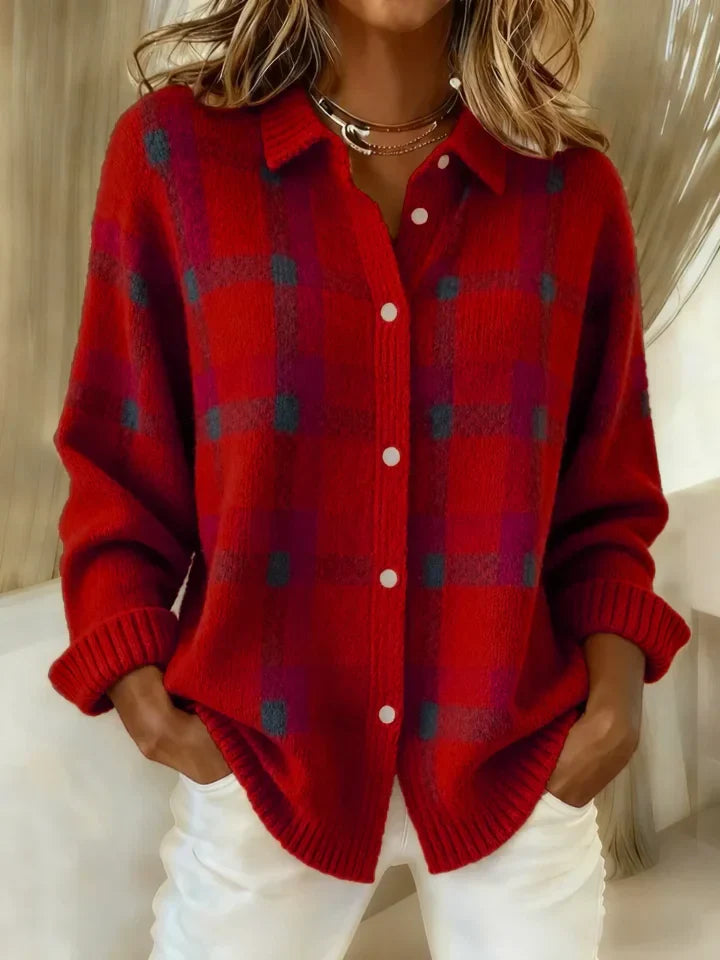 Valeria – Casual Retro Plaid Sweater