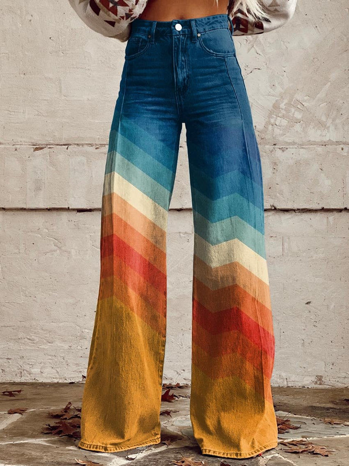 Léa - Retro Zigzag Elegant Pants
